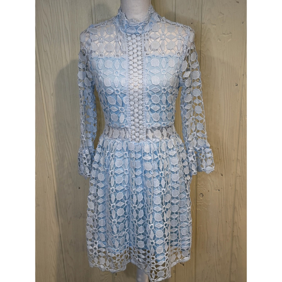 EillyBazar Dresses & Skirts - EillyBazar Light Blue Lace Long Sleeve Dress Women's M